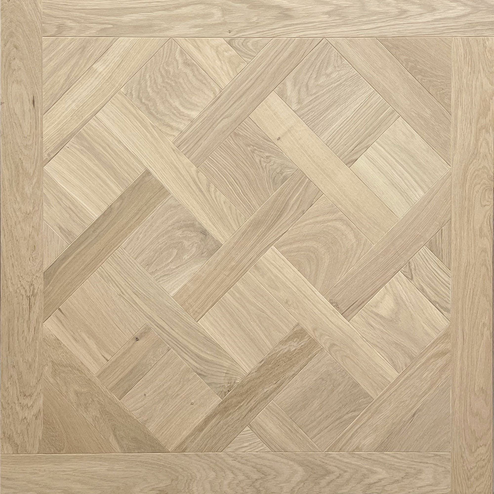 Parquet Versailles brut à huiler ou à venir. Charme naturel du chêne. Parquet en bois contrecollé