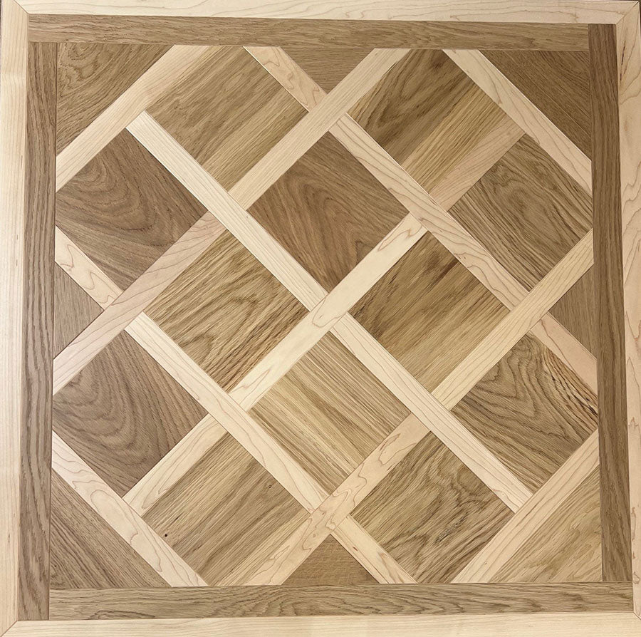 Dalle Versailles 1m motif clair et foncé élégant et chaleureux. Parquet premium pose facile style français