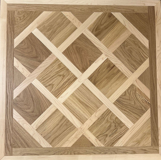 Dalle Versailles 1m motif clair et foncé élégant et chaleureux. Parquet premium pose facile style français